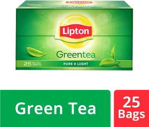 Lipton Green Tea25 Bags Packaging PNG Image