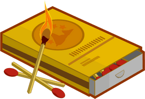 Lit Matchstickand Matchbox PNG image with transparent background