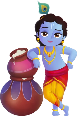 Little Krishna Stealing Butter PNG Image