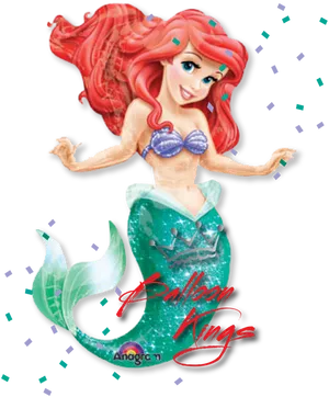 Little Mermaid Balloon Design PNG Image