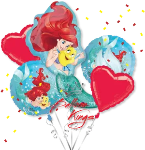 Little Mermaid Birthday Balloons PNG Image