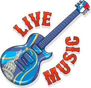 Live Music Guitar Illustration PNG Image