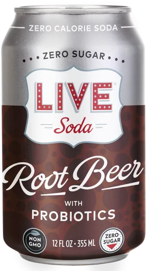 Live Soda Root Beer Probiotics Can PNG Image