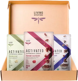 Living Intentions Activated Cereal Boxes PNG Image