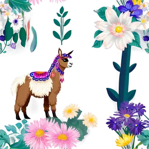 Llama With Flowers Png Knq75 PNG Image