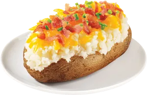 Loaded Baked Potatowith Toppings PNG Image