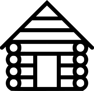 Log Cabin Icon Outline PNG with transparent background