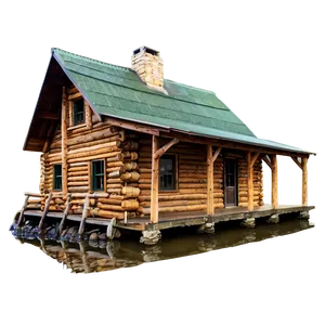 Log Cabin On The River Png Mfs37 PNG Image