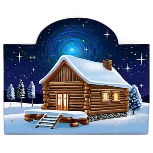 Log Cabin Under Starry Night Png Ajy5 PNG Image