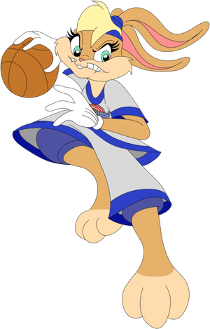 Lola_ Bunny_ Basketball_ Pose_ Space_ Jam PNG image with transparent background