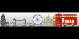 London Landmarks Vector Illustration PNG with transparent background