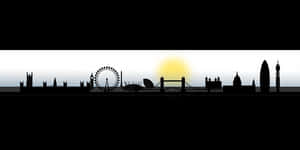 London Skyline Silhouette Sunset PNG with transparent background
