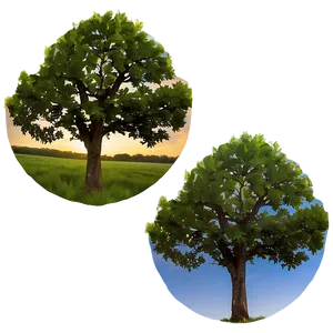 Lone Oak Landscape Png Ajs PNG Image