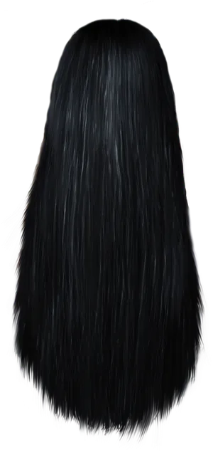 Long Black Hair Back View PNG Image