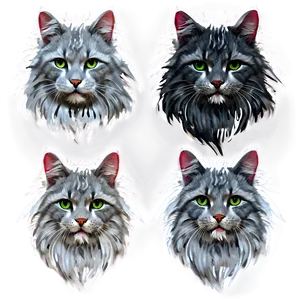 Long-haired Grey Cat Png 06252024 PNG Image