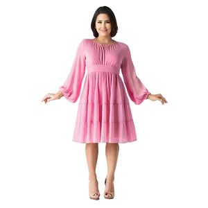 Long Sleeve Pink Dress Png Qpr75 PNG Image