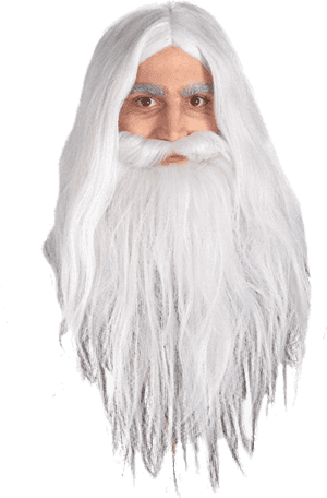 Adult Gandalf Beard & Wig Set - Gandalf Beard PNG