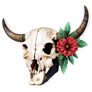 Longhorn Skull With Flowers Png 06292024 PNG Image