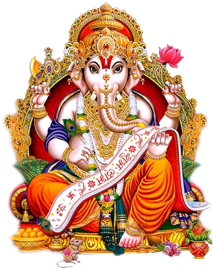 Lord Ganesha Colorful Artwork PNG Image