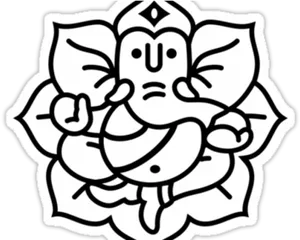 Lord Ganesha Line Art PNG Image