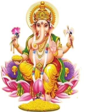 Lord Ganesha Seatedon Lotus PNG Image