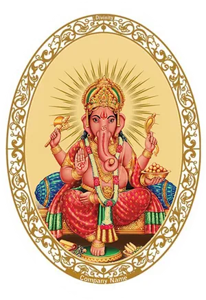 Lord Ganesha Traditional Artwork PNG Image