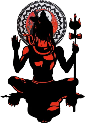 Lord Shiva Meditative Silhouette Art PNG Image