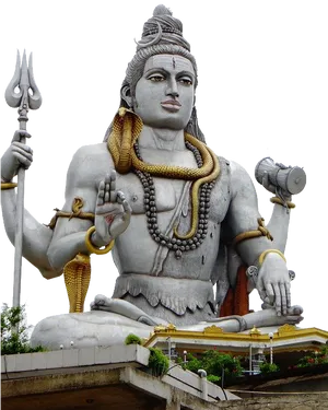 Lord Shiva Statue Majestic Pose PNG Image