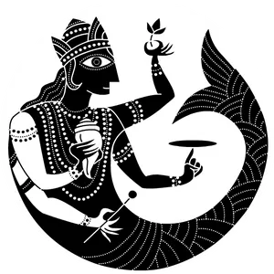 Lord Vishnu Blackand White Artwork PNG Image