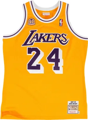 Los Angeles Lakers Jersey Number24 PNG Image