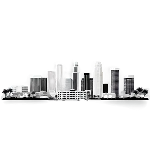 Los Angeles Skyline Black And White Png Tda PNG Image