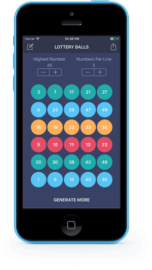 Lottery Number Generator App Screen PNG image with transparent background
