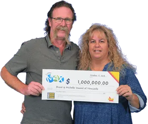 Lottery Winners Holding Giant Check PNG Image