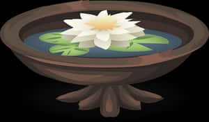 Lotus Flowerin Water Bowl PNG with transparent background