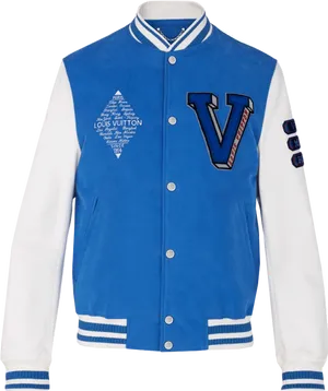 Louis Vuitton Blue Varsity Jacket PNG Image