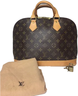 Louis Vuitton Monogram Handbagwith Dustbagand Lock PNG Image