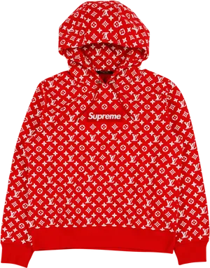 Louis Vuitton Supreme Red Hoodie PNG Image