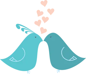 Love Birds Hearts Illustration PNG Image