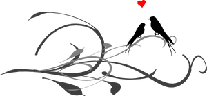 Love Birds On A Branch Clip Art - Love Birds Image Sketch PNG image with transparent background