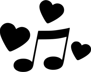 Love Music Note Hearts Graphic PNG Image