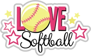 Love Softball Sticker Design PNG Image