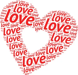 Love Word Cloud Heart Shape PNG Image