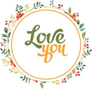 Love You Floral Frame Graphic PNG image with transparent background