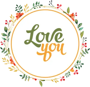 Love You Floral Frame Graphic PNG Image