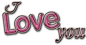 Love You Glitter Text PNG image with transparent background