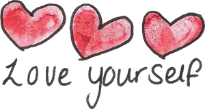 Love Yourself Hearts Quote PNG Image