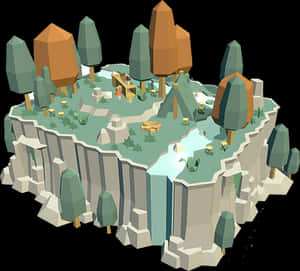 Low Poly_ Camping_ Island_ Scene PNG with transparent background