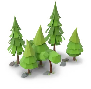 Low Poly Forest Illustration PNG Image