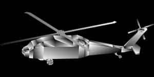 Low Poly Military Helicopter Black Background PNG with transparent background