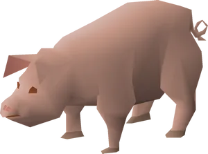 Low Poly Pig Model PNG Image